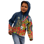 North Queensland Cowboys ANZAC Kid Hoodie Indigenous Wave Poppy Remembrance Cowboy