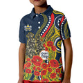 North Queensland Cowboys ANZAC Kid Polo Shirt Indigenous Wave Poppy Remembrance Cowboy
