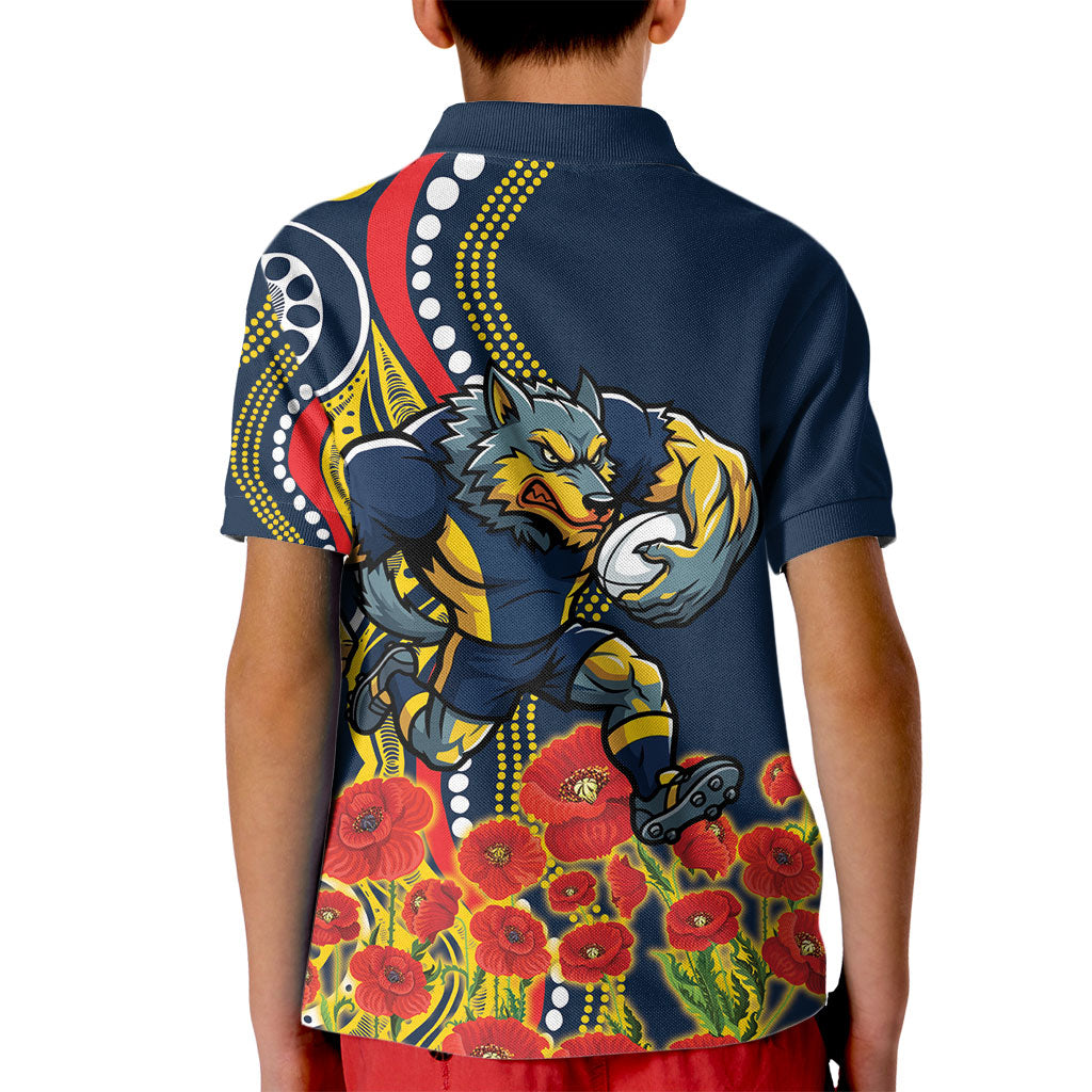 North Queensland Cowboys ANZAC Kid Polo Shirt Indigenous Wave Poppy Remembrance Cowboy