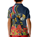 North Queensland Cowboys ANZAC Kid Polo Shirt Indigenous Wave Poppy Remembrance Cowboy