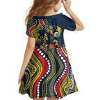 North Queensland Cowboys ANZAC Kid Short Sleeve Dress Indigenous Wave Poppy Remembrance Cowboy