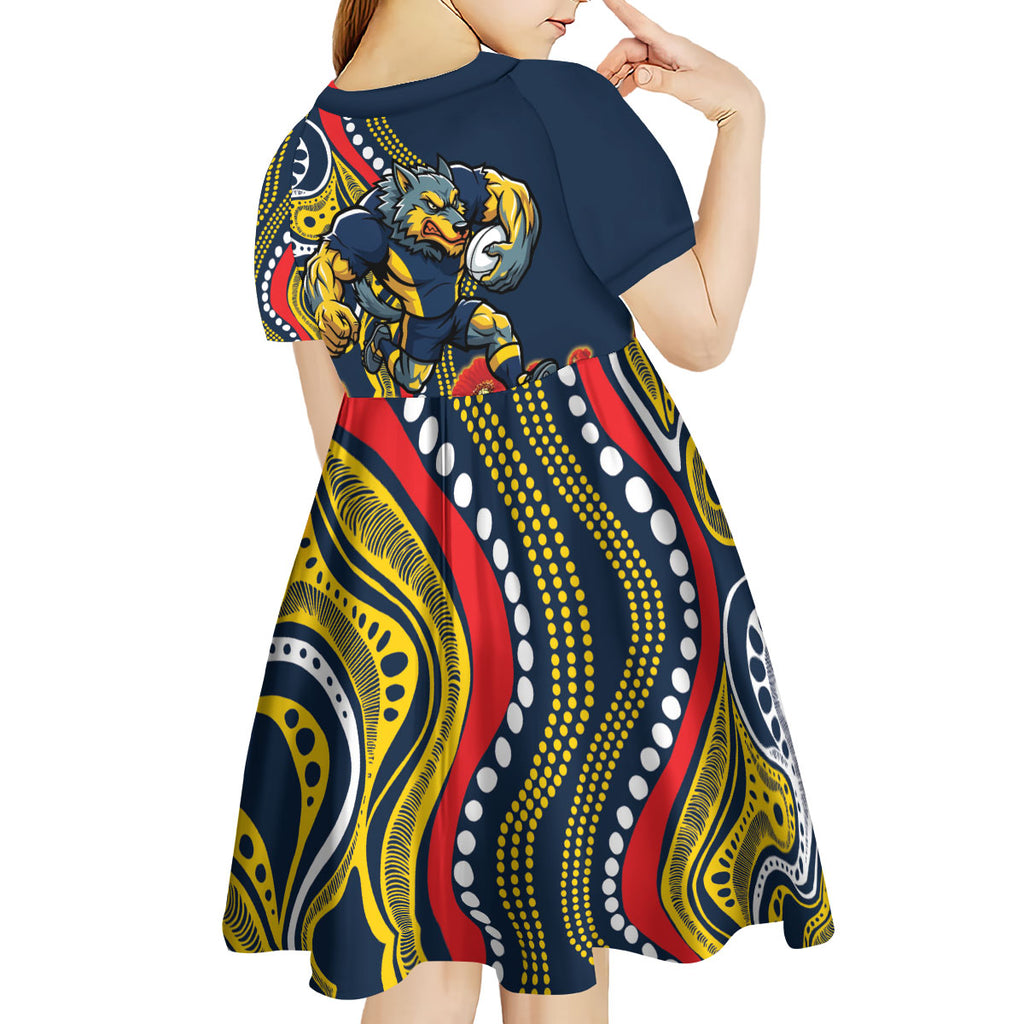 North Queensland Cowboys ANZAC Kid Short Sleeve Dress Indigenous Wave Poppy Remembrance Cowboy