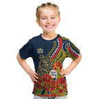 North Queensland Cowboys ANZAC Kid T Shirt Indigenous Wave Poppy Remembrance Cowboy