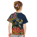 North Queensland Cowboys ANZAC Kid T Shirt Indigenous Wave Poppy Remembrance Cowboy