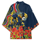 North Queensland Cowboys ANZAC Kimono Indigenous Wave Poppy Remembrance Cowboy