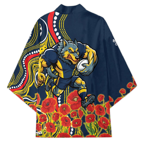 North Queensland Cowboys ANZAC Kimono Indigenous Wave Poppy Remembrance Cowboy