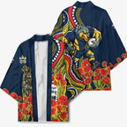 North Queensland Cowboys ANZAC Kimono Indigenous Wave Poppy Remembrance Cowboy
