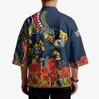 North Queensland Cowboys ANZAC Kimono Indigenous Wave Poppy Remembrance Cowboy