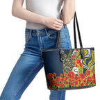 North Queensland Cowboys ANZAC Leather Tote Bag Indigenous Wave Poppy Remembrance Cowboy