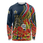 North Queensland Cowboys ANZAC Long Sleeve Shirt Indigenous Wave Poppy Remembrance Cowboy
