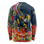 North Queensland Cowboys ANZAC Long Sleeve Shirt Indigenous Wave Poppy Remembrance Cowboy