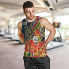 North Queensland Cowboys ANZAC Men Tank Top Indigenous Wave Poppy Remembrance Cowboy
