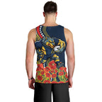 North Queensland Cowboys ANZAC Men Tank Top Indigenous Wave Poppy Remembrance Cowboy