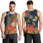 North Queensland Cowboys ANZAC Men Tank Top Indigenous Wave Poppy Remembrance Cowboy