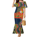 North Queensland Cowboys ANZAC Mermaid Dress Indigenous Wave Poppy Remembrance Cowboy
