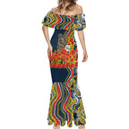 North Queensland Cowboys ANZAC Mermaid Dress Indigenous Wave Poppy Remembrance Cowboy
