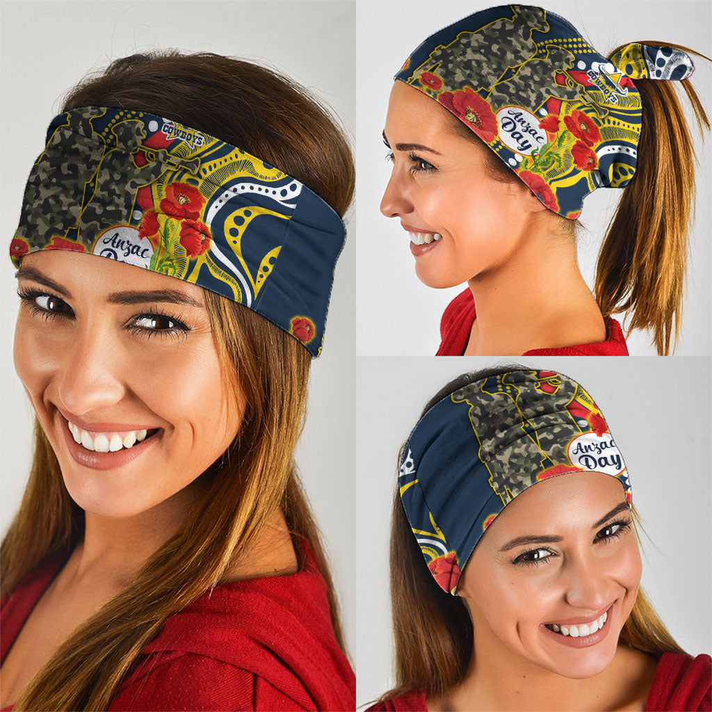 North Queensland Cowboys ANZAC Neck Gaiter Indigenous Wave Poppy Remembrance Cowboy