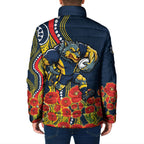 North Queensland Cowboys ANZAC Padded Jacket Indigenous Wave Poppy Remembrance Cowboy