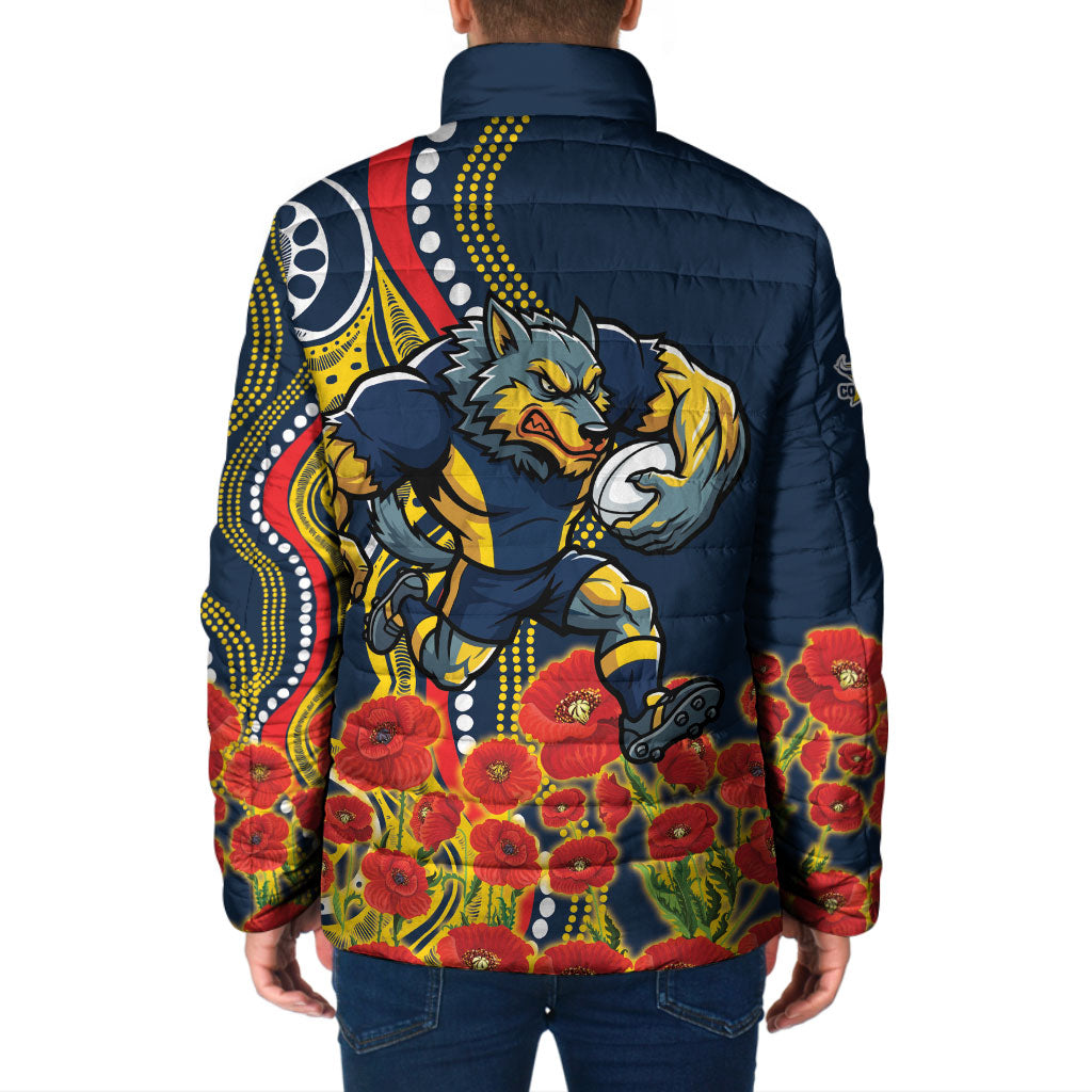 North Queensland Cowboys ANZAC Padded Jacket Indigenous Wave Poppy Remembrance Cowboy