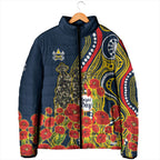 North Queensland Cowboys ANZAC Padded Jacket Indigenous Wave Poppy Remembrance Cowboy