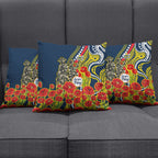 North Queensland Cowboys ANZAC Pillow Cover Indigenous Wave Poppy Remembrance Cowboy