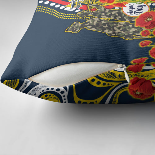 North Queensland Cowboys ANZAC Pillow Cover Indigenous Wave Poppy Remembrance Cowboy