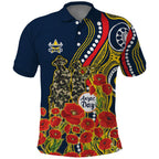 North Queensland Cowboys ANZAC Polo Shirt Indigenous Wave Poppy Remembrance Cowboy