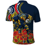 North Queensland Cowboys ANZAC Polo Shirt Indigenous Wave Poppy Remembrance Cowboy