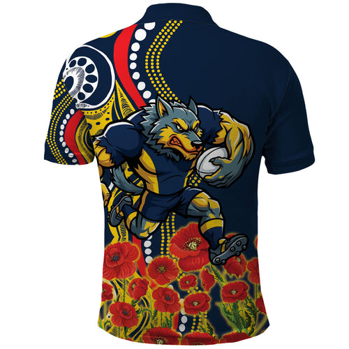 North Queensland Cowboys ANZAC Polo Shirt Indigenous Wave Poppy Remembrance Cowboy
