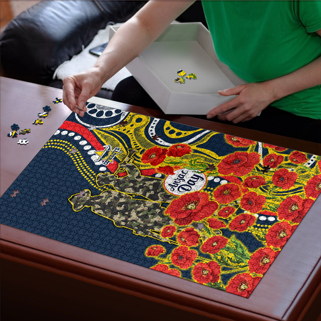 North Queensland Cowboys ANZAC Puzzle Indigenous Wave Poppy Remembrance Cowboy