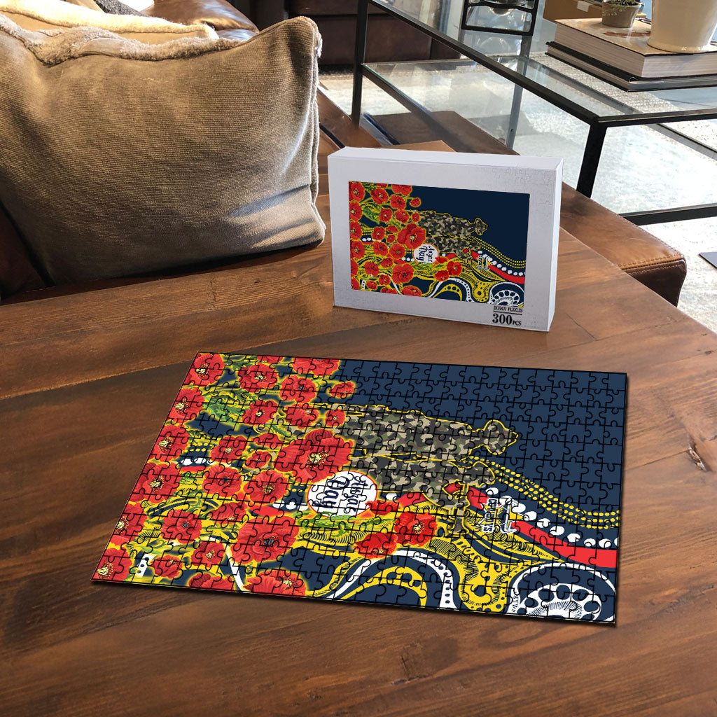 North Queensland Cowboys ANZAC Puzzle Indigenous Wave Poppy Remembrance Cowboy