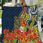 North Queensland Cowboys ANZAC Quilt Indigenous Wave Poppy Remembrance Cowboy