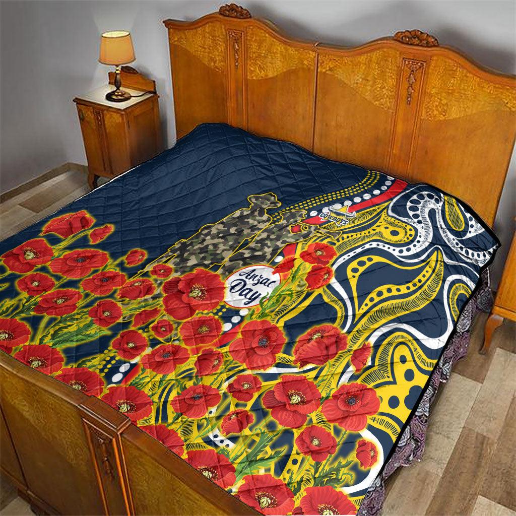 North Queensland Cowboys ANZAC Quilt Indigenous Wave Poppy Remembrance Cowboy