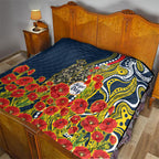 North Queensland Cowboys ANZAC Quilt Indigenous Wave Poppy Remembrance Cowboy