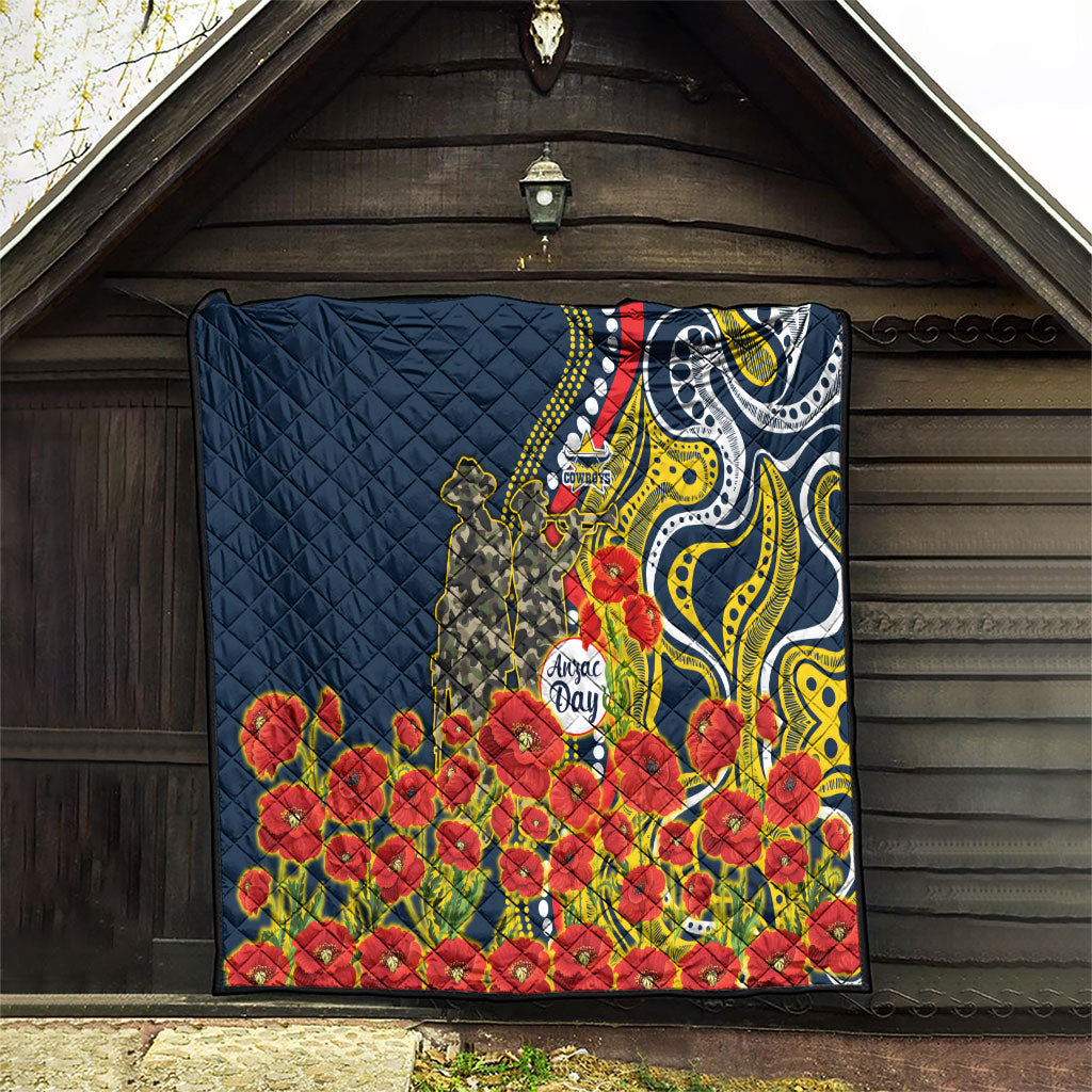 North Queensland Cowboys ANZAC Quilt Indigenous Wave Poppy Remembrance Cowboy