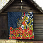North Queensland Cowboys ANZAC Quilt Indigenous Wave Poppy Remembrance Cowboy