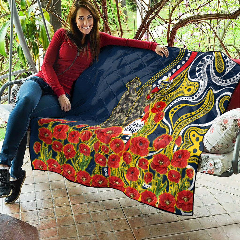 North Queensland Cowboys ANZAC Quilt Indigenous Wave Poppy Remembrance Cowboy
