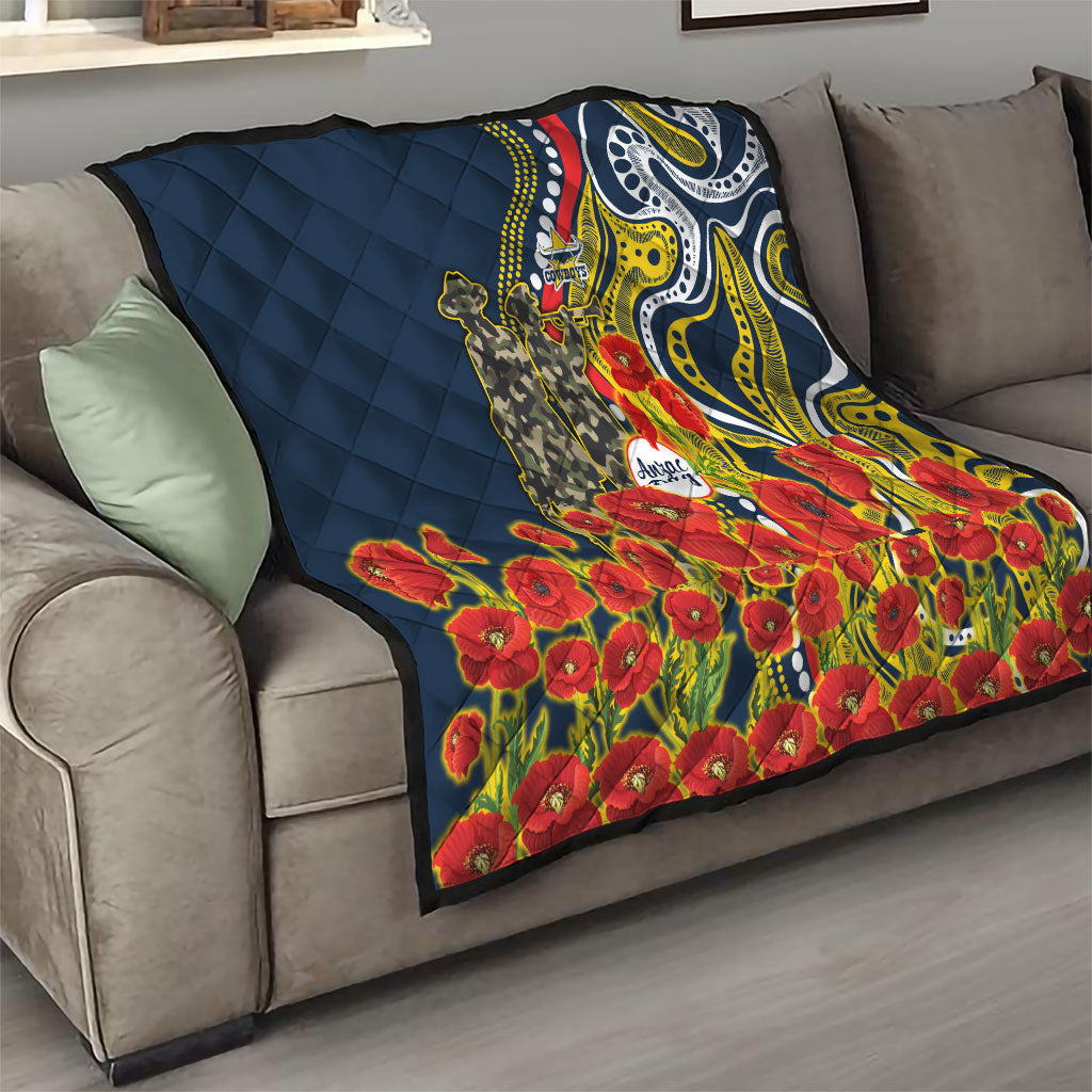 North Queensland Cowboys ANZAC Quilt Indigenous Wave Poppy Remembrance Cowboy