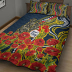 North Queensland Cowboys ANZAC Quilt Bed Set Indigenous Wave Poppy Remembrance Cowboy