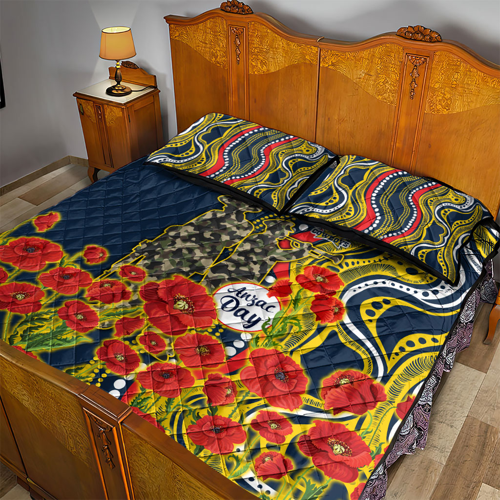 North Queensland Cowboys ANZAC Quilt Bed Set Indigenous Wave Poppy Remembrance Cowboy