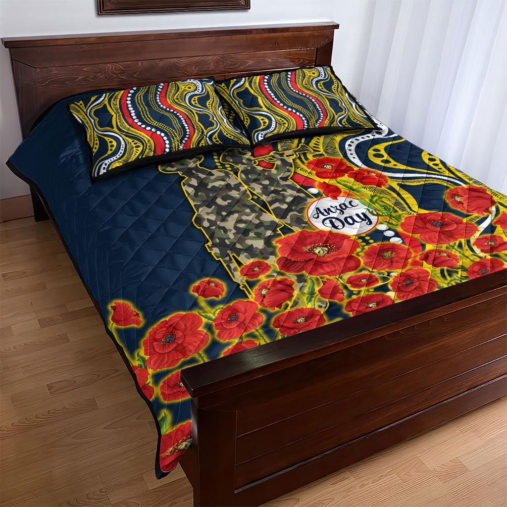 North Queensland Cowboys ANZAC Quilt Bed Set Indigenous Wave Poppy Remembrance Cowboy