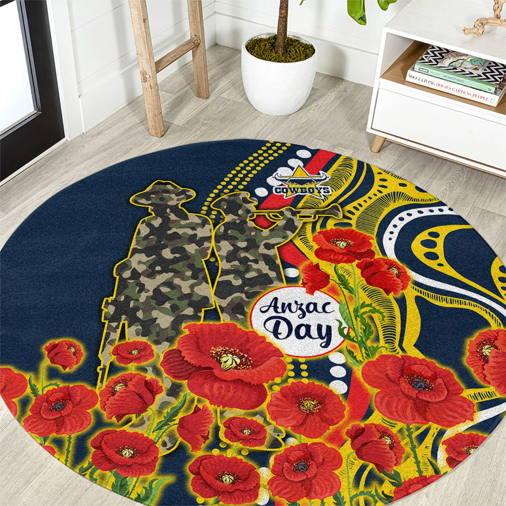 North Queensland Cowboys ANZAC Round Carpet Indigenous Wave Poppy Remembrance Cowboy