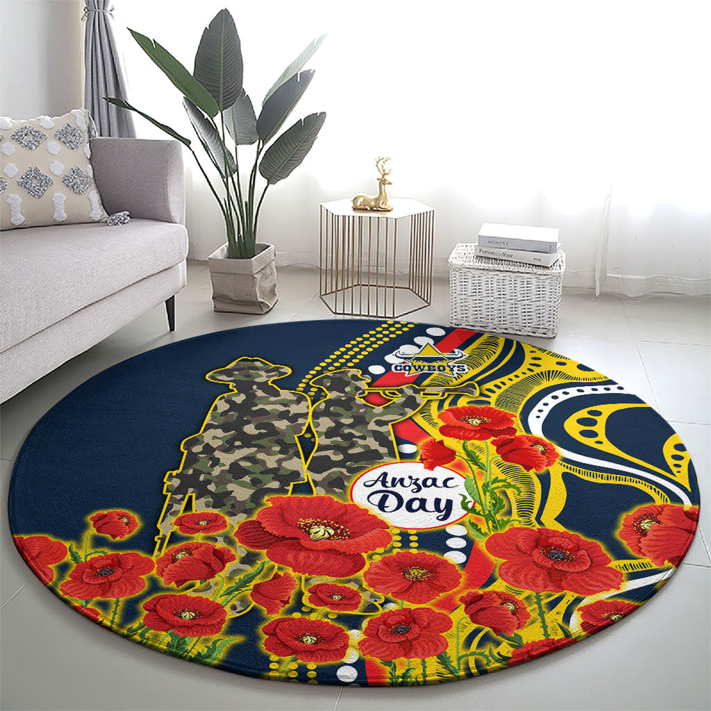 North Queensland Cowboys ANZAC Round Carpet Indigenous Wave Poppy Remembrance Cowboy