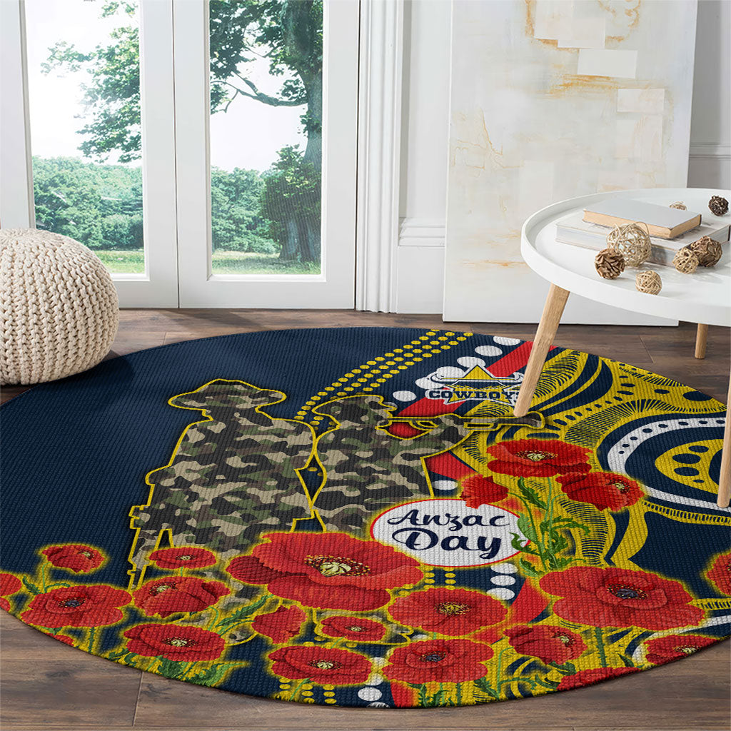 North Queensland Cowboys ANZAC Round Carpet Indigenous Wave Poppy Remembrance Cowboy