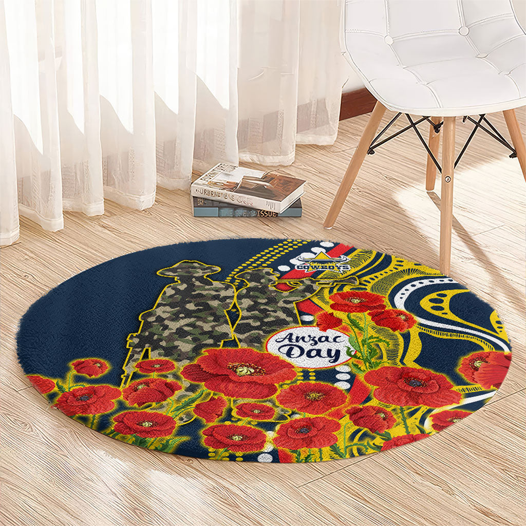North Queensland Cowboys ANZAC Round Carpet Indigenous Wave Poppy Remembrance Cowboy