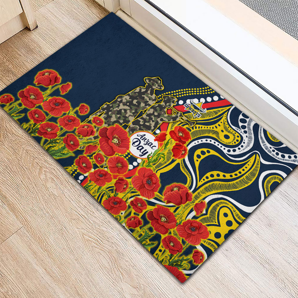 North Queensland Cowboys ANZAC Rubber Doormat Indigenous Wave Poppy Remembrance Cowboy