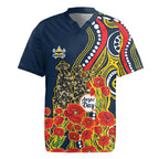 North Queensland Cowboys ANZAC Rugby Jersey Indigenous Wave Poppy Remembrance Cowboy