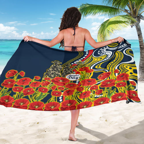 North Queensland Cowboys ANZAC Sarong Indigenous Wave Poppy Remembrance Cowboy