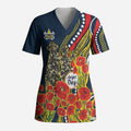 North Queensland Cowboys ANZAC Scrub Top Indigenous Wave Poppy Remembrance Cowboy