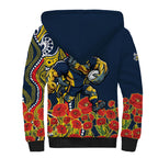 North Queensland Cowboys ANZAC Sherpa Hoodie Indigenous Wave Poppy Remembrance Cowboy